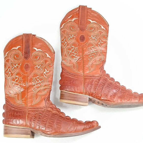 Borrego Caiman Belly Cowboy Boots MX 25.5 / US 8.5 Exotic Western VGUC - Picture 5 of 16